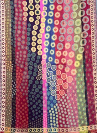 Damski szal wełniany dwustronny Kolorowy w kuleczki