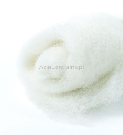 Wełna zgrzebna w błamie filcowania BIAŁA naturalna