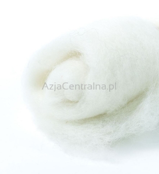Wełna zgrzebna w błamie filcowania BIAŁA naturalna