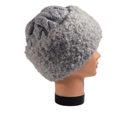 Ciepła czapka zimowa Karakul bukle Szara
