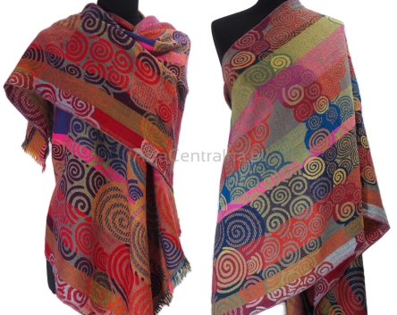 Damski szal z wełny merynosów kolorowy