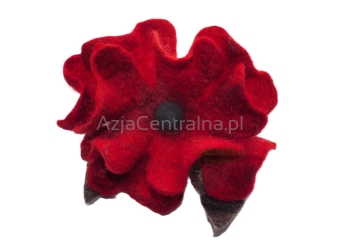 Broszka kwiat filcowa z wełny i jedwabiu