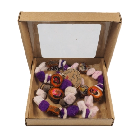 Filcowy koral naszyjnik Fioletowo-różowy melanż