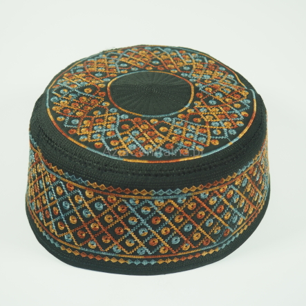 Krymka czapka męska damska czarna boho etno etniczne (53,54cm)