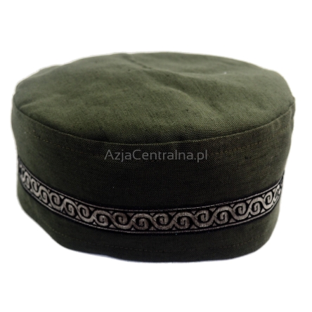 Krymka mycka męska czapka lniana zielona khaki