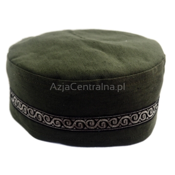 Krymka mycka męska czapka lniana zielona khaki