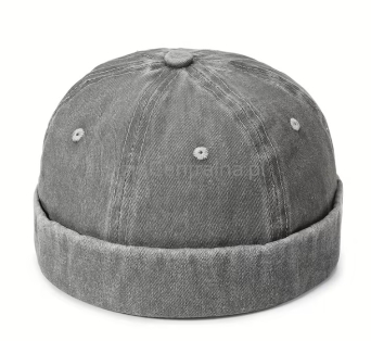 Dokerka czapka Jeansowa SZARA vintage 55-59cm