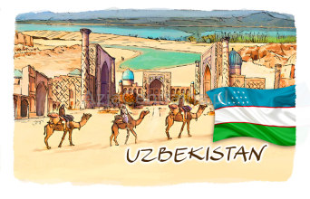 Magnes Uzbekistan z flagą