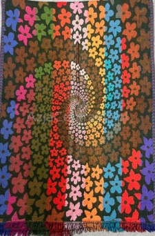 Damski szal z wełny merynosów kolorowy w kwiaty