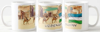 Kubek ceramiczny Uzbekistan z flagą