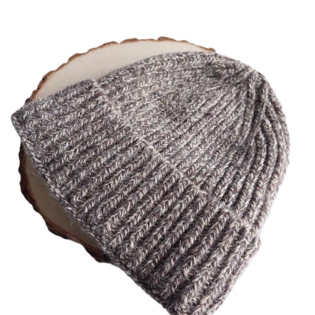 Ciepła czapka męska zimowa wełny Alpaki MELANŻ SZARY BRĄZ