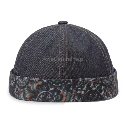 Dokerka czapka Jeansowa GRANATOWA MANDALA 56-58cm