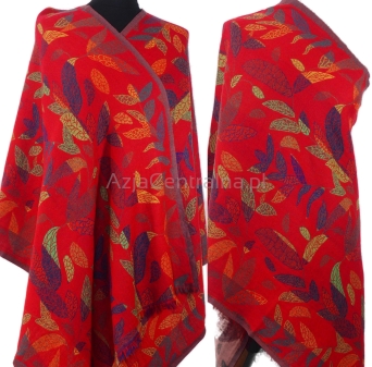 Damski szal z wełny merynosów w liście