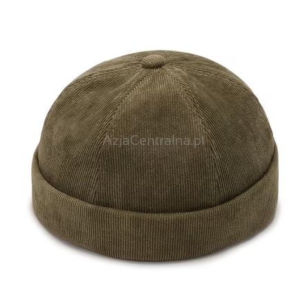 Dokerka czapka męska sztruksowa ZIELONY KHAKI 55-58cm