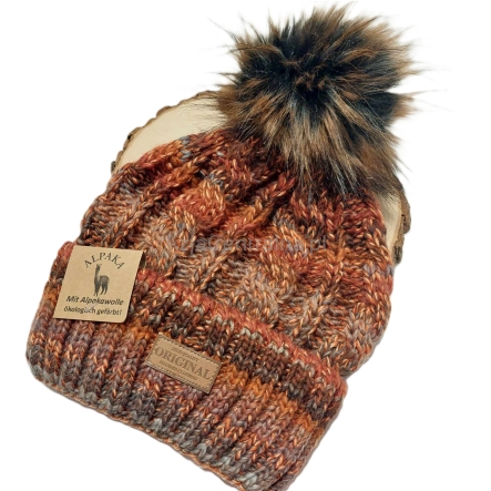 Ciepła czapka zimowa z pomponem KOLOROWA