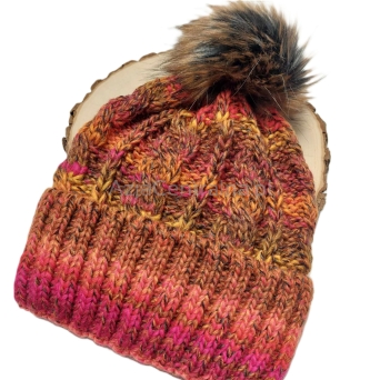 Ciepła czapka zimowa z pomponem z alpaki i merynosów