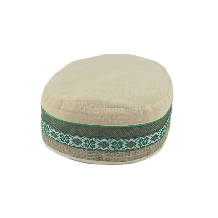 Męska czapka krymka beżowa z jutową taśmą (56-61cm)