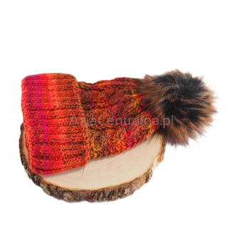 Ciepła czapka zimowa z pomponem Alpaka