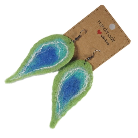 Kolczyki romantyczne filcowe Piórka pawia