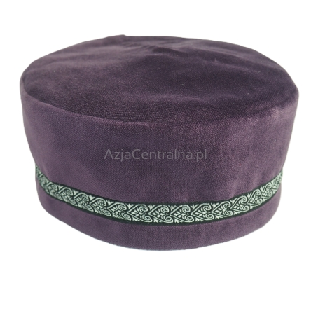 Krymka czapka męska z aksamitu taśma - wrzosowa