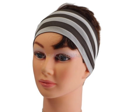 Damska opaska na włosy w paski Brązowo-biała