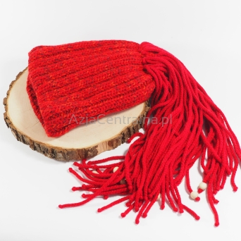 Ciepła czapka zimowa z DREDAMI CZERWONA