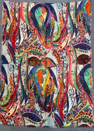 Damski szal wełniany kolorowy merino print