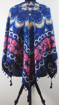 Chusta granatowa boho etniczna etno z frędzlami