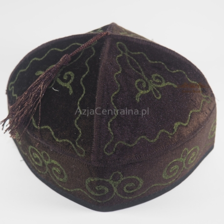 Czapka męska kazachska krymka brązowa haftowana (59cm)