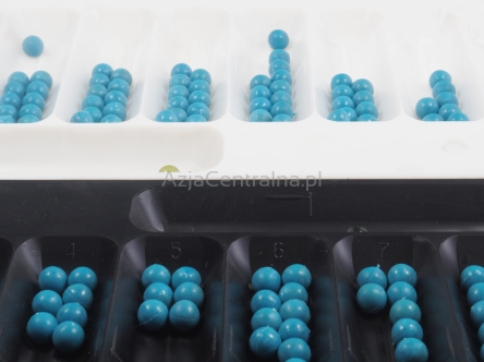 Toguz Korgool kirgiska gra logiczno-matematyczna, plansza plastykowa czarno-biała