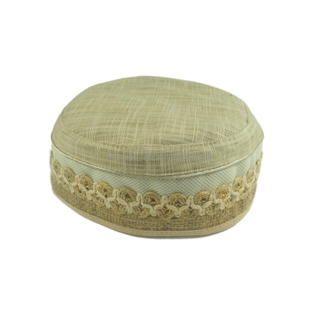 Męska czapka krymka beżowa z jutową taśmą