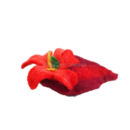 Broszka filcowa kwiat Czerwony mały