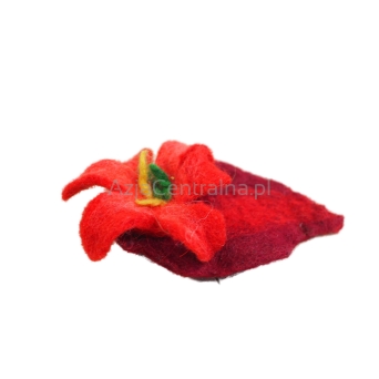Broszka filcowa kwiat Czerwony mały