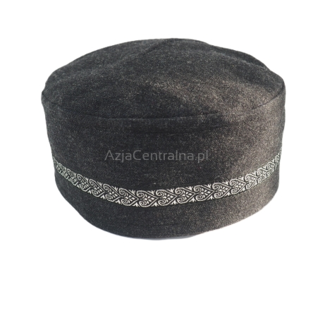 Męska czapka krymka wełniana szaro czarny melanż