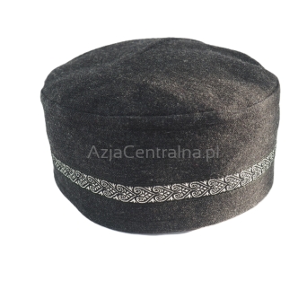 Męska czapka krymka wełniana szaro czarny melanż