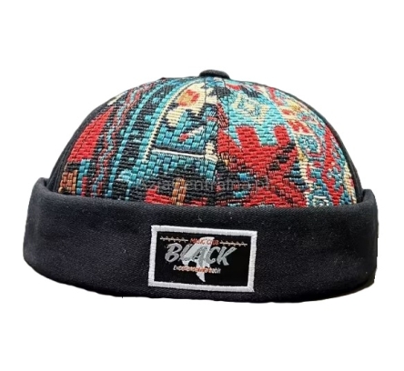 Dokerka czapka męska CZARNA ETNICZNA 56-62cm