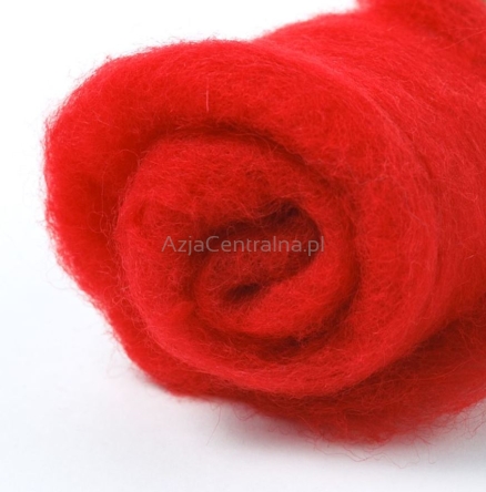 Wełna zgrzebna merynosów błamie CZERWONA #304