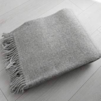 Wełniany pled narzuta koc z wełny merynos 170x210 cm Melanż Szary