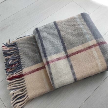 Wełniany klasyczny pled narzuta koc z wełny merynos 170x210 cm