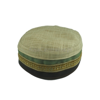 Męska czapka krymka lniana beżowa etniczna