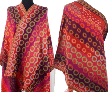 Damski szal wełniany dwustronny w kuleczki