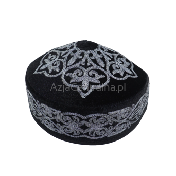 Kazachska krymka tubeteika czarna męska haftowana (58,59cm)